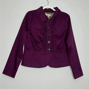 Motto Women's 14 Beautifully Lined Maroon Peplum Jacket Blazer Pockets Ruffle